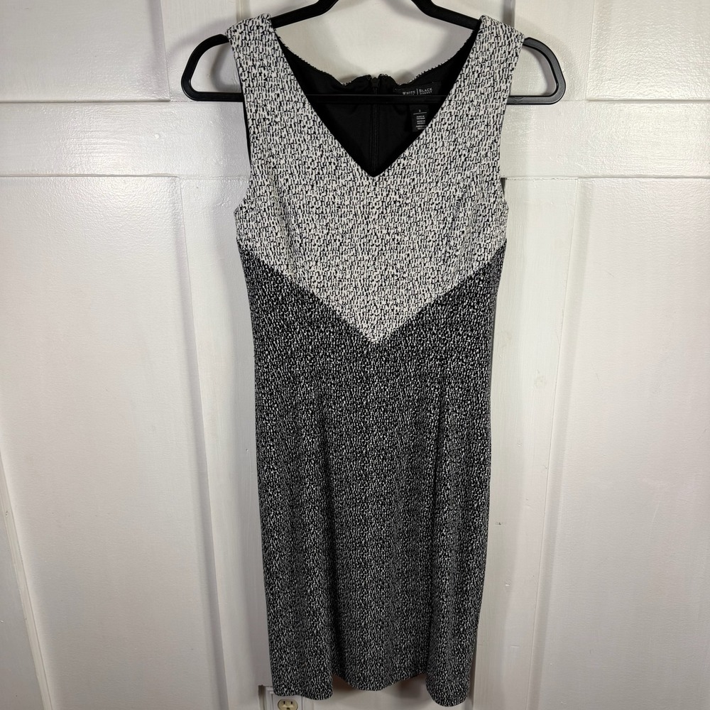 White House Black Market V Neck Chevron‎ Pattern Sleeveless Sheath Dress Size 2